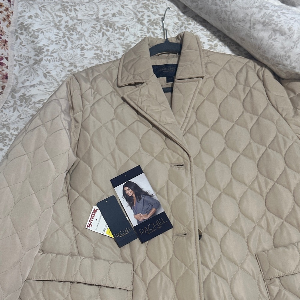 Rachel Roy Quilted Beige Jacket L NWOT - Picture 4 of 5